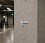 DUROSIGN ARROW - STAINLESS STEEL HAIRLINE FINISH CUTOUT WITH ACRYLIC BACKING