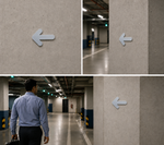 DUROSIGN ARROW - STAINLESS STEEL HAIRLINE FINISH CUTOUT WITH ACRYLIC BACKING