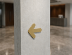 DUROSIGN ARROW - STAINLESS STEEL GOLD BRUSH FINISH CUTOUT WITH ACRYLIC BACKING