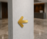 DUROSIGN ARROW - STAINLESS STEEL GOLD HIGH GLOSS FINISH CUTOUT WITH ACRYLIC BACKING