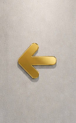 DUROSIGN ARROW - STAINLESS STEEL GOLD HIGH GLOSS FINISH CUTOUT WITH ACRYLIC BACKING