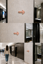 DUROSIGN ARROW - STAINLESS STEEL ROSE GOLD BRUSH FINISH CUTOUT WITH  ACRYLIC BACKING