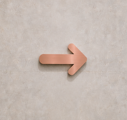 DUROSIGN ARROW - STAINLESS STEEL ROSE GOLD BRUSH FINISH CUTOUT WITH  ACRYLIC BACKING