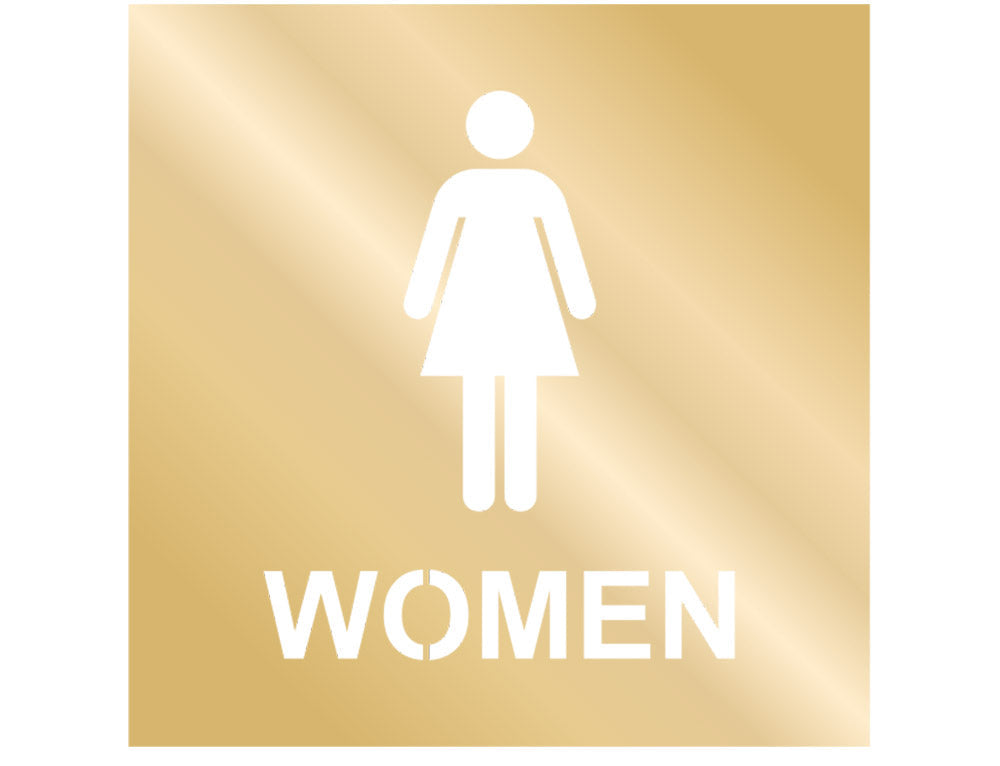 DUROSIGN WASHROOM SIGN FOR WOMEN - STAINLESS STEEL GOLD HIGH GLOSS FINISH