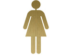 DUROSIGN WASHROOM SIGN FOR WOMEN - STAINLESS STEEL GOLD BRUSH FINISH CUTOUT WITH ACRYLIC BACKING