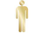 DUROSIGN WASHROOM SIGN FOR MEN - STAINLESS STEEL GOLD HIGH GLOSS FINISH CUTOUT WITH ACRYLIC BACKING