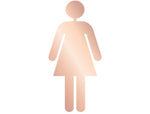 DUROSIGN WASHROOM SIGN FOR WOMEN - STAINLESS STEEL ROSE GOLD HIGH GLOSS FINISH CUTOUT WITH  ACRYLIC BACKING