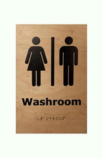 DUROSIGN UNISEX WASHROOM WITH PICTOGRAM ECO-FRIENDLY-SIGN | 6MM WOODEN FINISH MATERIAL | HIGH RESOLUTION PRINT GRAPHICS | STRONG MOUNTING | SELF ADHESIVE | OUTDOOR | INDOOR | WALL | ECO-FRIENDLY-SIGN BY DUROSIGN