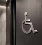 DUROSIGN WASHROOM SIGN FOR DISABLE - STAINLESS STEEL HAIRLINE FINISH CUTOUT WITH ACRYLIC BACKING