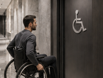 DUROSIGN WASHROOM SIGN FOR DISABLE - STAINLESS STEEL HAIRLINE FINISH CUTOUT WITH ACRYLIC BACKING
