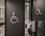DUROSIGN WASHROOM SIGN FOR DISABLE - STAINLESS STEEL HAIRLINE FINISH CUTOUT WITH ACRYLIC BACKING
