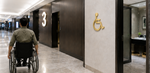 DUROSIGN WASHROOM SIGN FOR DISABLE - STAINLESS STEEL GOLD BRUSH FINISH CUTOUT WITH ACRYLIC BACKING