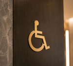 DUROSIGN WASHROOM SIGN FOR DISABLE - STAINLESS STEEL GOLD HIGH GLOSS FINISH CUTOUT WITH ACRYLIC BACKING