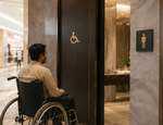 DUROSIGN WASHROOM SIGN FOR DISABLE - STAINLESS STEEL GOLD HIGH GLOSS FINISH CUTOUT WITH ACRYLIC BACKING