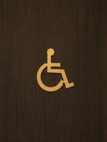 DUROSIGN WASHROOM SIGN FOR DISABLE - STAINLESS STEEL GOLD HIGH GLOSS FINISH CUTOUT WITH ACRYLIC BACKING