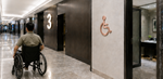 DUROSIGN WASHROOM SIGN FOR DISABLE - STAINLESS STEEL ROSE GOLD BRUSH FINISH CUTOUT WITH  ACRYLIC BACKING