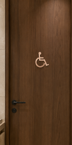 DUROSIGN WASHROOM SIGN FOR DISABLE - STAINLESS STEEL ROSE GOLD HIGH GLOSS FINISH CUTOUT WITH  ACRYLIC BACKING