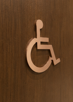 DUROSIGN WASHROOM SIGN FOR DISABLE - STAINLESS STEEL ROSE GOLD HIGH GLOSS FINISH CUTOUT WITH  ACRYLIC BACKING
