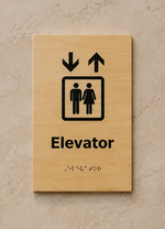 DUROSIGN ELEVATOR  WITH PICTOGRAM ECO-FRIENDLY-SIGN | 6MM WOODEN FINISH MATERIAL | HIGH RESOLUTION PRINT GRAPHICS | STRONG MOUNTING | SELF ADHESIVE | OUTDOOR | INDOOR | WALL | ECO-FRIENDLY-SIGN BY DUROSIGN