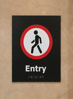 DUROSIGN ENTRY WITH PICTOGRAM BRAILLE SIGN | 5 MM ACRYLIC SIGN | HIGH RESOLUTION PRINT MEDIA | STRONG MOUNTING | SELF ADHESIVE | OUTDOOR | INDOOR | WALL | BRAILLE SIGN BY DUROSIGN