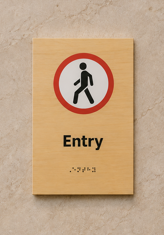DUROSIGN ENTRY WITH PICTOGRAM ECO-FRIENDLY-SIGN | 6MM WOODEN FINISH MATERIAL | HIGH RESOLUTION PRINT GRAPHICS | STRONG MOUNTING | SELF ADHESIVE | OUTDOOR | INDOOR | WALL | ECO-FRIENDLY-SIGN BY DUROSIGN