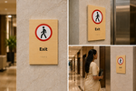 DUROSIGN EXIT WITH PICTOGRAM ECO-FRIENDLY-SIGN | 6MM WOODEN FINISH MATERIAL | HIGH RESOLUTION PRINT GRAPHICS | STRONG MOUNTING | SELF ADHESIVE | OUTDOOR | INDOOR | WALL | ECO-FRIENDLY-SIGN BY DUROSIGN