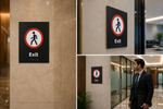 DUROSIGN EXIT WITH PICTOGRAM BRAILLE SIGN | 5 MM ACRYLIC SIGN | HIGH RESOLUTION PRINT MEDIA | STRONG MOUNTING | SELF ADHESIVE | OUTDOOR | INDOOR | WALL | BRAILLE SIGN BY DUROSIGN