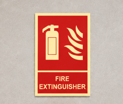 DUROSIGN FIRE EXTINGUISHER SIGN | 5MM PVC WITH GLOW IN DARK MEDIA HIGH RESOLUTION PRINT MEDIA | STRONG MOUNTING | SELF ADHESIVE | OUTDOOR | INDOOR | WALL | SIGN BY DUROSIGN