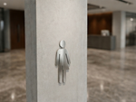 DUROSIGN WASHROOM SIGN FOR UNISEX - STAINLESS STEEL HAIRLINE FINISH CUTOUT WITH ACRYLIC BACKING