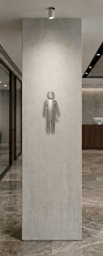 DUROSIGN WASHROOM SIGN FOR UNISEX - STAINLESS STEEL HAIRLINE FINISH CUTOUT WITH ACRYLIC BACKING