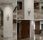 DUROSIGN WASHROOM SIGN FOR UNISEX - STAINLESS STEEL HAIRLINE FINISH CUTOUT WITH ACRYLIC BACKING