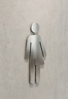 DUROSIGN WASHROOM SIGN FOR UNISEX - STAINLESS STEEL HAIRLINE FINISH CUTOUT WITH ACRYLIC BACKING