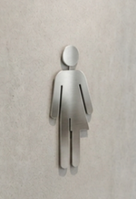 DUROSIGN WASHROOM SIGN FOR UNISEX - STAINLESS STEEL HAIRLINE FINISH CUTOUT WITH ACRYLIC BACKING