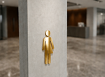 DUROSIGN WASHROOM SIGN FOR UNISEX - STAINLESS STEEL GOLD HIGH GLOSS FINISH CUTOUT WITH ACRYLIC BACKING