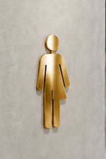 DUROSIGN WASHROOM SIGN FOR UNISEX - STAINLESS STEEL GOLD HIGH GLOSS FINISH CUTOUT WITH ACRYLIC BACKING
