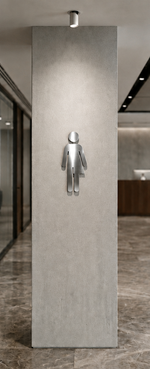 DUROSIGN WASHROOM SIGN FOR UNISEX - STAINLESS STEEL HIGH GLOSS FINISH CUTOUT WITH ACRYLIC BACKING