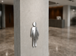 DUROSIGN WASHROOM SIGN FOR UNISEX - STAINLESS STEEL HIGH GLOSS FINISH CUTOUT WITH ACRYLIC BACKING