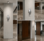 DUROSIGN WASHROOM SIGN FOR UNISEX - STAINLESS STEEL HIGH GLOSS FINISH CUTOUT WITH ACRYLIC BACKING