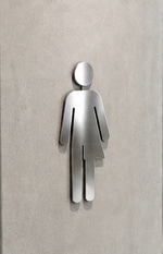 DUROSIGN WASHROOM SIGN FOR UNISEX - STAINLESS STEEL HIGH GLOSS FINISH CUTOUT WITH ACRYLIC BACKING
