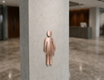DUROSIGN WASHROOM SIGN FOR UNISEX - STAINLESS STEEL ROSE GOLD BRUSH FINISH CUTOUT WITH  ACRYLIC BACKING