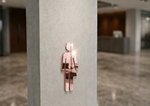 DUROSIGN WASHROOM SIGN FOR UNISEX - STAINLESS STEEL ROSE GOLD HIGH GLOSS FINISH CUTOUT WITH  ACRYLIC BACKING