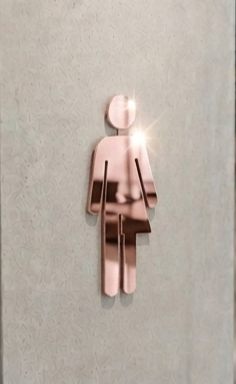 DUROSIGN WASHROOM SIGN FOR UNISEX - STAINLESS STEEL ROSE GOLD HIGH GLOSS FINISH CUTOUT WITH  ACRYLIC BACKING
