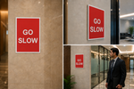 DUROSIGN GO SLOW PARKING-SIGN | 5MM PVC WITH RETRO REFLECTIVE GRAPHICS | HIGH RESOLUTION PRINT GRAPHICS |  STRONG MOUNTING | SCREWS PROVIDED | OUTDOOR | INDOOR | WALL | MOUNT | PARKING-SIGN BY DUROSIGN