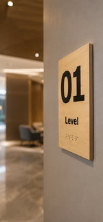 DUROSIGN LEVEL INDICATION WITH PICTOGRAM ECO-FRIENDLY-SIGN | 6MM WOODEN FINISH MATERIAL | HIGH RESOLUTION PRINT GRAPHICS | STRONG MOUNTING | SELF ADHESIVE | OUTDOOR | INDOOR | WALL | ECO-FRIENDLY-SIGN BY DUROSIGN