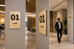 DUROSIGN LEVEL INDICATION WITH PICTOGRAM ECO-FRIENDLY-SIGN | 6MM WOODEN FINISH MATERIAL | HIGH RESOLUTION PRINT GRAPHICS | STRONG MOUNTING | SELF ADHESIVE | OUTDOOR | INDOOR | WALL | ECO-FRIENDLY-SIGN BY DUROSIGN