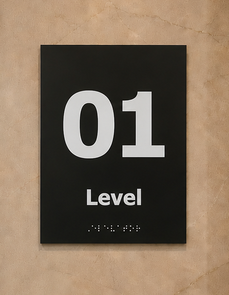 DUROSIGN LEVEL INDICATOR WITH PICTOGRAM BRAILLE SIGN | 5 MM ACRYLIC SIGN | HIGH RESOLUTION PRINT MEDIA | STRONG MOUNTING | SELF ADHESIVE | OUTDOOR | INDOOR | WALL | BRAILLE SIGN BY DUROSIGN
