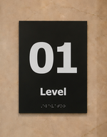 DUROSIGN LEVEL INDICATOR WITH PICTOGRAM BRAILLE SIGN | 5 MM ACRYLIC SIGN | HIGH RESOLUTION PRINT MEDIA | STRONG MOUNTING | SELF ADHESIVE | OUTDOOR | INDOOR | WALL | BRAILLE SIGN BY DUROSIGN