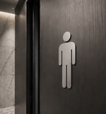 DUROSIGN WASHROOM SIGN FOR MEN - STAINLESS STEEL HAIRLINE FINISH CUTOUT WITH ACRYLIC BACKING