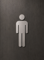 DUROSIGN WASHROOM SIGN FOR MEN - STAINLESS STEEL HAIRLINE FINISH CUTOUT WITH ACRYLIC BACKING