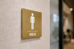 DUROSIGN WASHROOM SIGN  FOR MEN - STAINLESS STEEL GOLD BRUSH FINISH